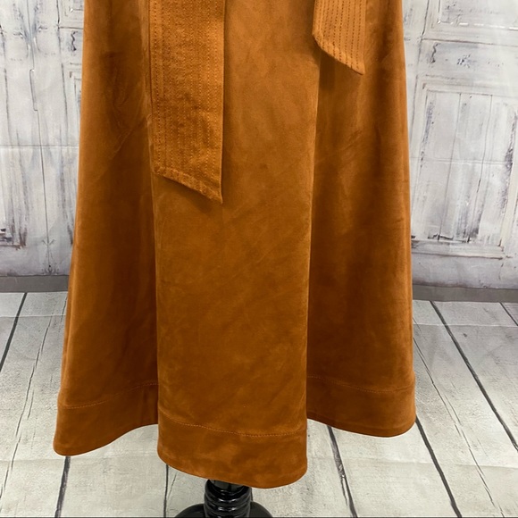 Antonio Melani Kinnon Mock Neck Sleeveless Belted Faux Suede Midi Dress Size 0 - Picture 10 of 12